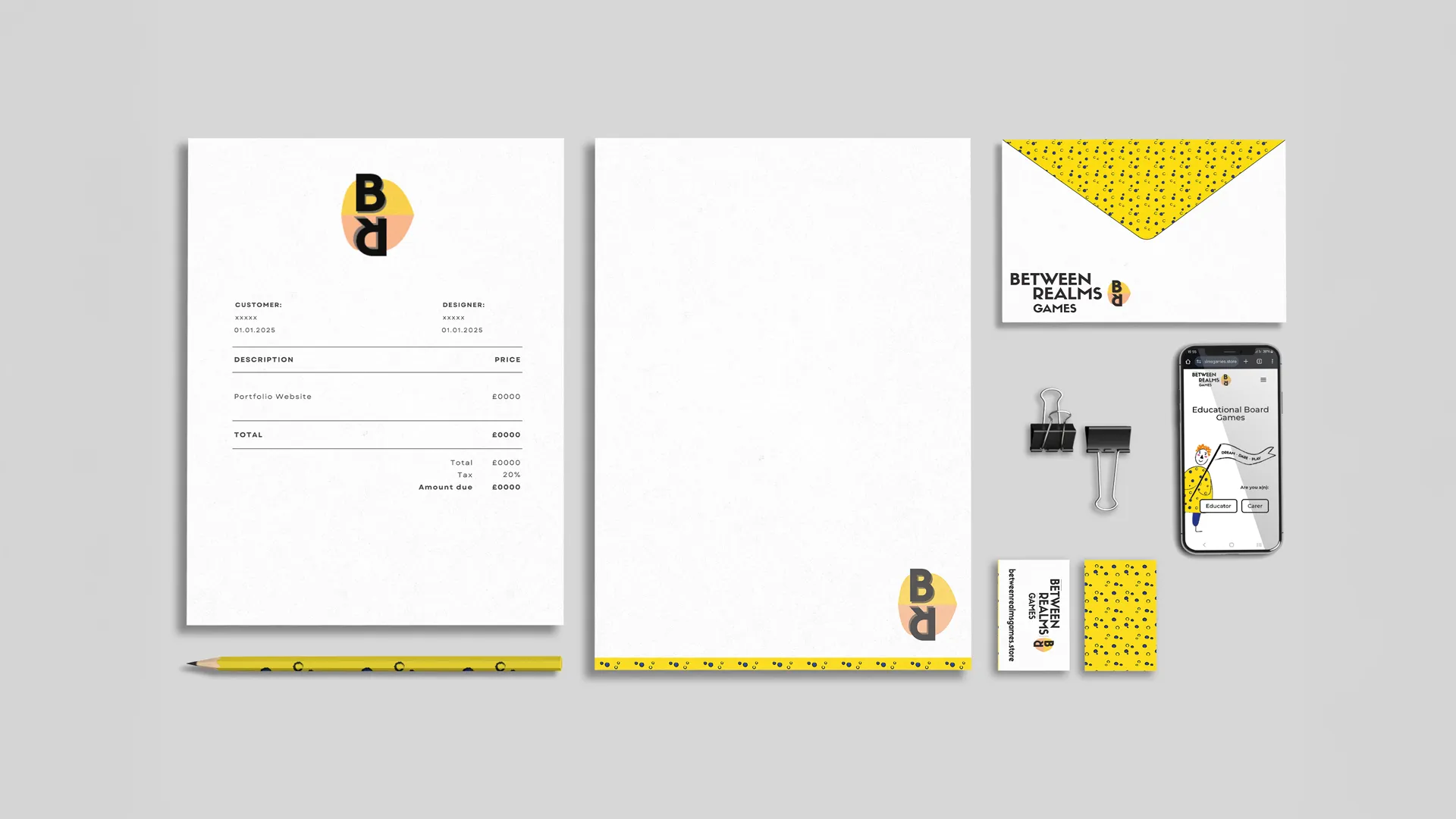 Board game publisher stationery mockup