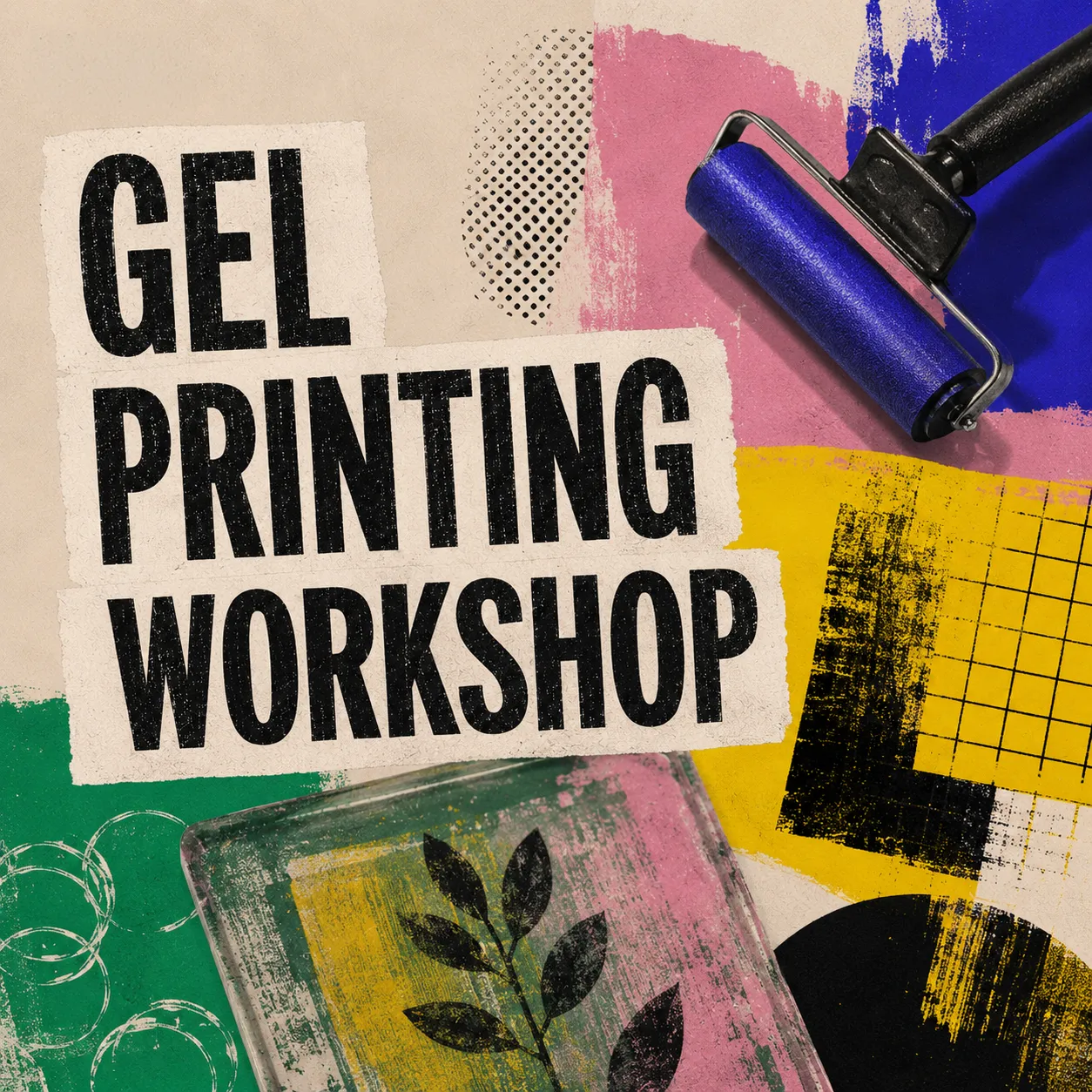 Gel Printing creative workshop at Rigma Studio in Glasgow